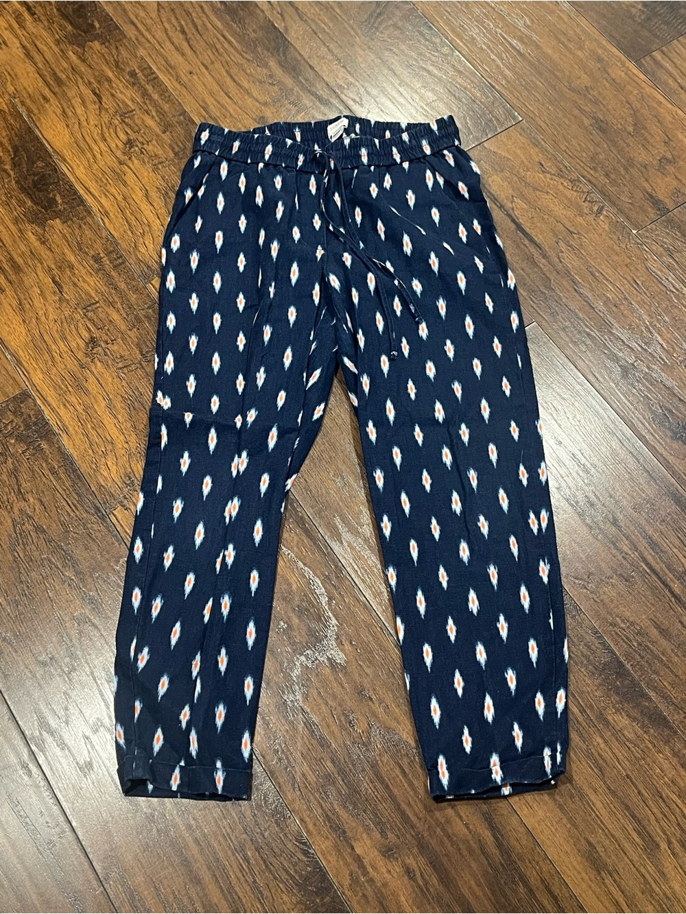 J. Crew Navy Ikat-Print Drawstring Pants